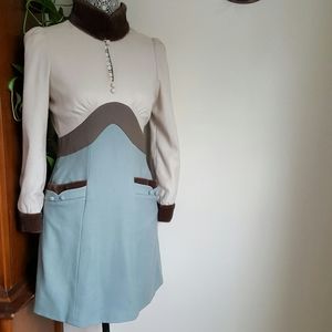 Beautiful Stretsis brown faux fur collar dress